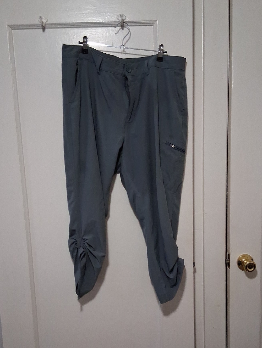 Women's Grayish Teal Casual Stretch Pants - Comfortable Everyday Wear With Stain